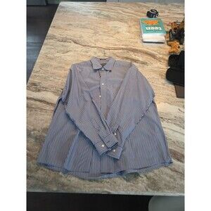 #173 Eddie Bauer Men's XL Wrinkle Resist Relaxed Fit button up pinstripe shirt
